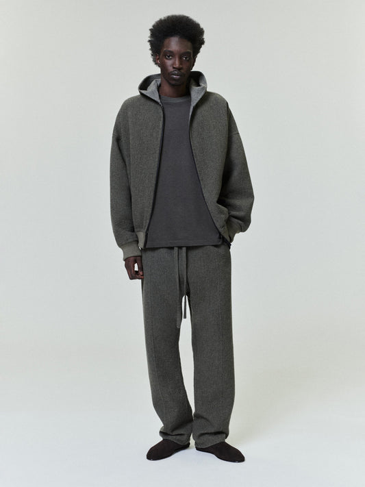 Textured Wool Zip Up Hoodie