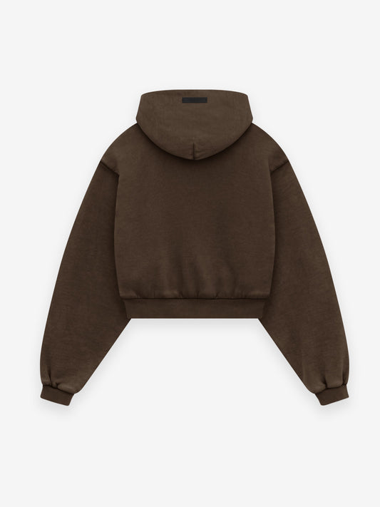 Women's Heavy Fleece Cropped V-Neck Essentials Hoodie